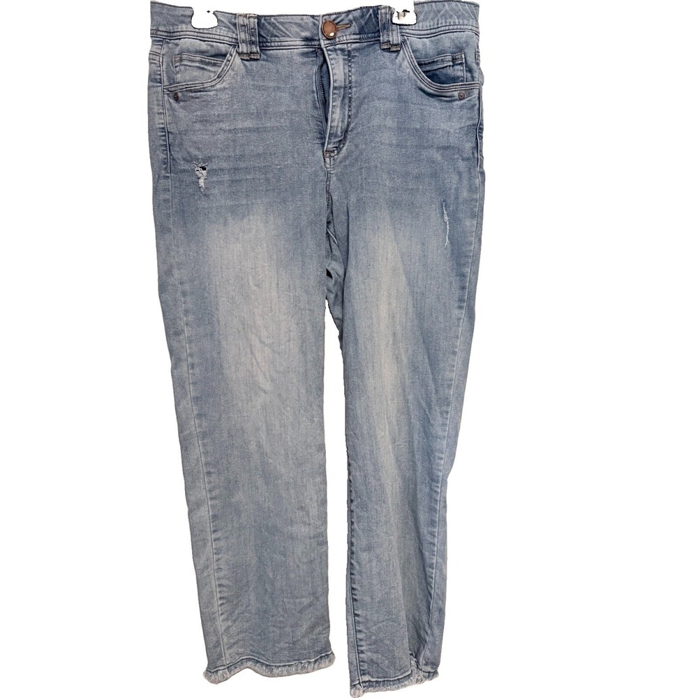 Democracy AB Solution Womens Elastic Waist Straight Leg Blue Jeans Size 12
